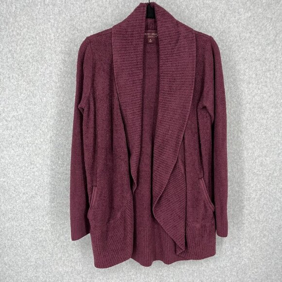 Barefoot Dreams CozyChic Lite Circle Cardi Size M Red Maroon Comfy Pockets EUC - Picture 1 of 11